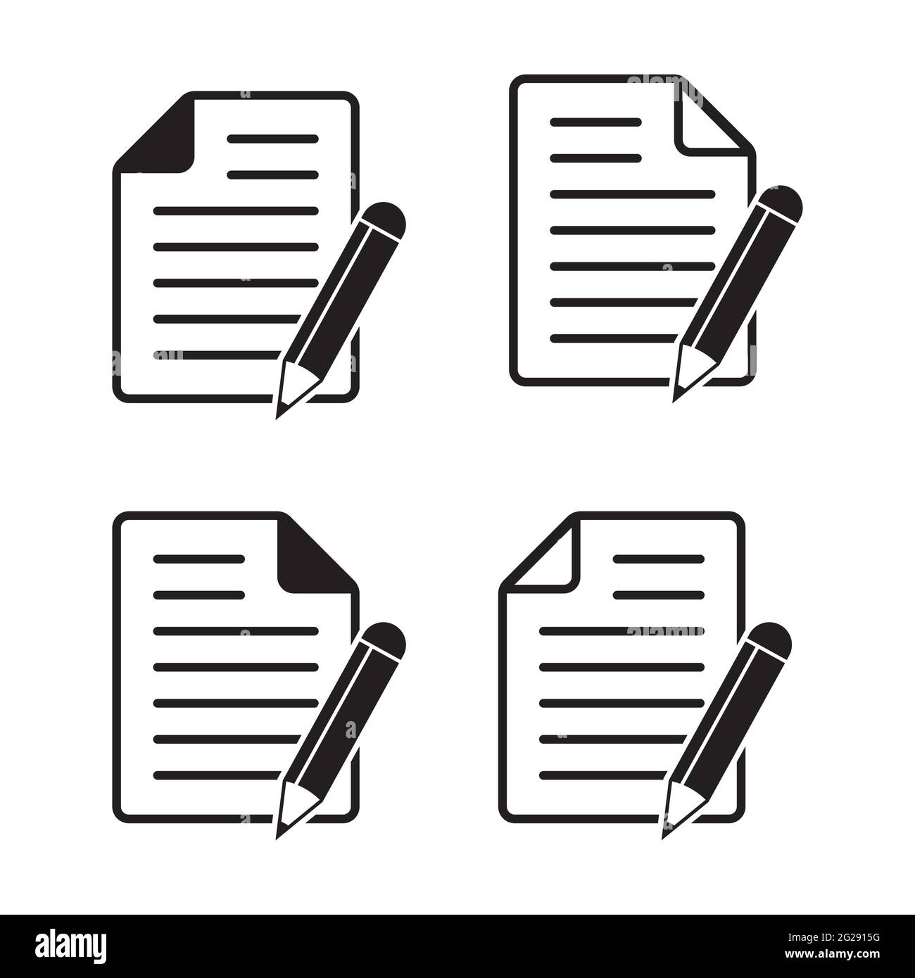 Papier avec icône crayon. Illustration vectorielle de l'icône du document. Editer le vecteur de symbole d'icône. Illustration de Vecteur