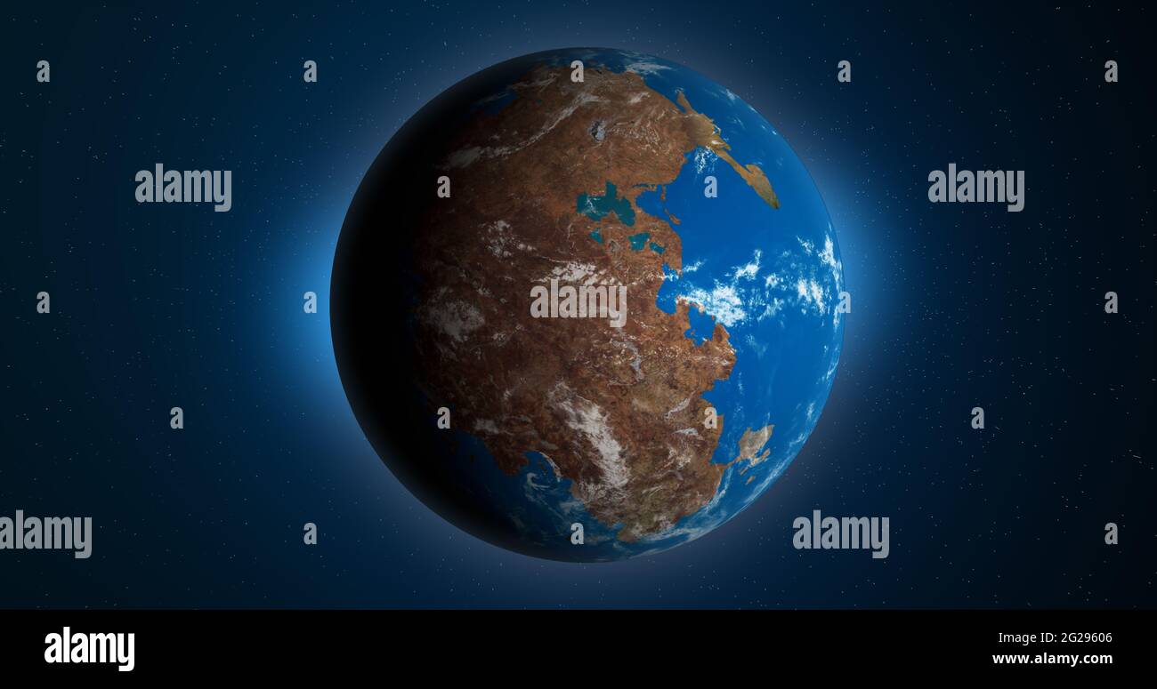 Pangée ou Pangea le supercontinent terrestre de la planète en rotation Banque D'Images