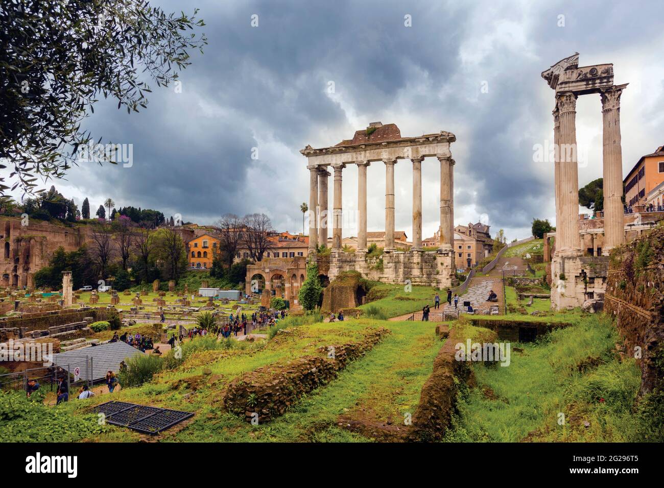 Rome, Italie. Le Forum romain. Le centre historique de Rome est classé au patrimoine mondial de l'UNESCO. Banque D'Images