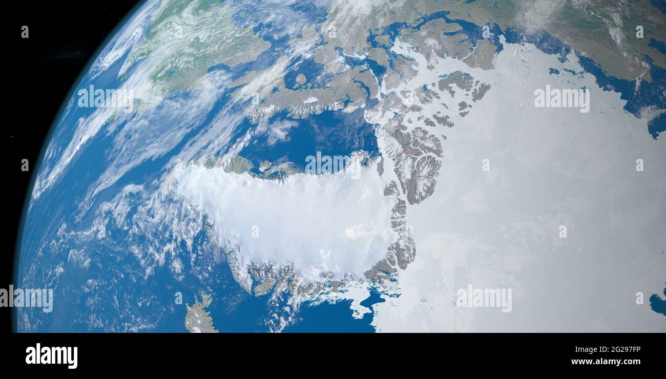 Océan Arctique dans la planète Terre, vue aérienne de l'espace Banque D'Images