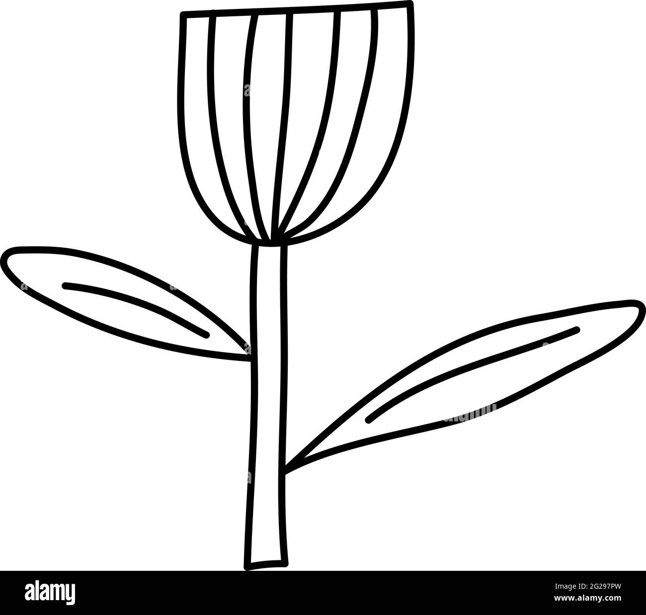 Fleur de printemps stylisée vectorielle de style monoline. Élément d'illustration scandinave. Carte de Saint-Valentin décorative à motif fleuri d'été Illustration de Vecteur