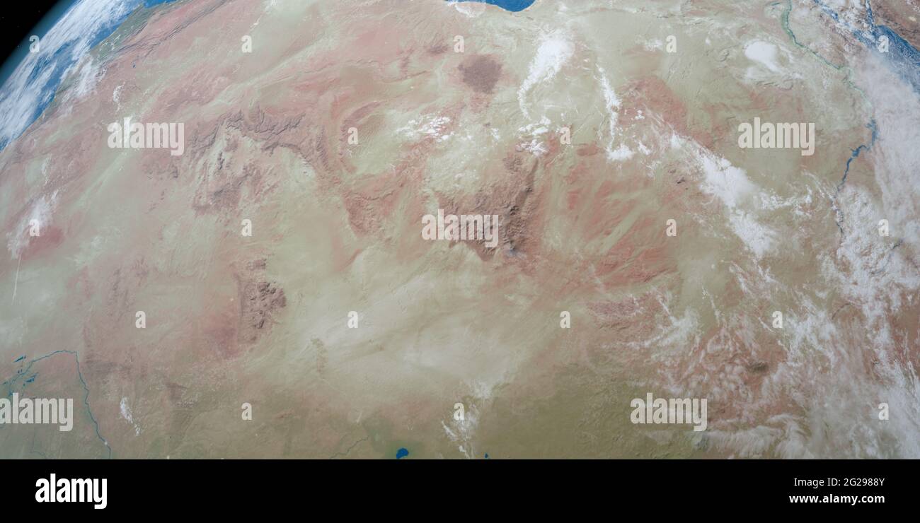 Sahara désert dans la planète terre, vue aérienne de l'espace Banque D'Images