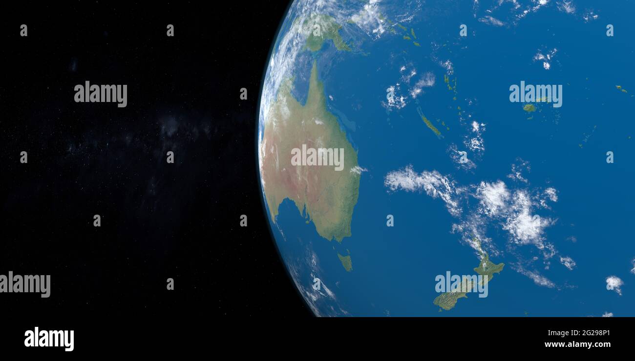 Océanie continent dans planète Terre gyrating de l'espace Banque D'Images