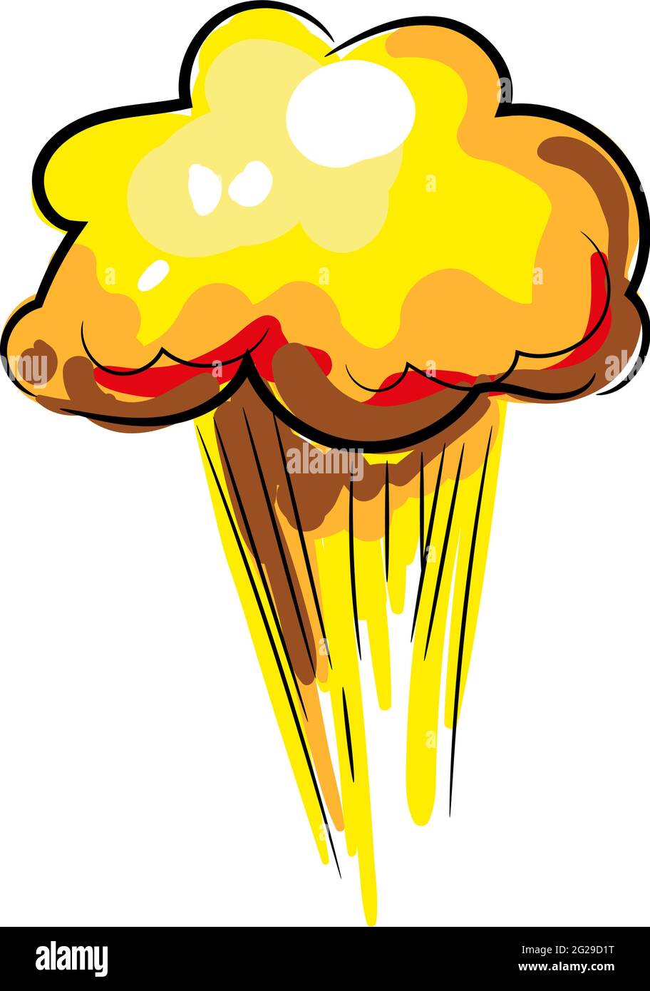 Icône de vecteur isolé de nuage de champignon nucléaire de dessin animé Illustration de Vecteur