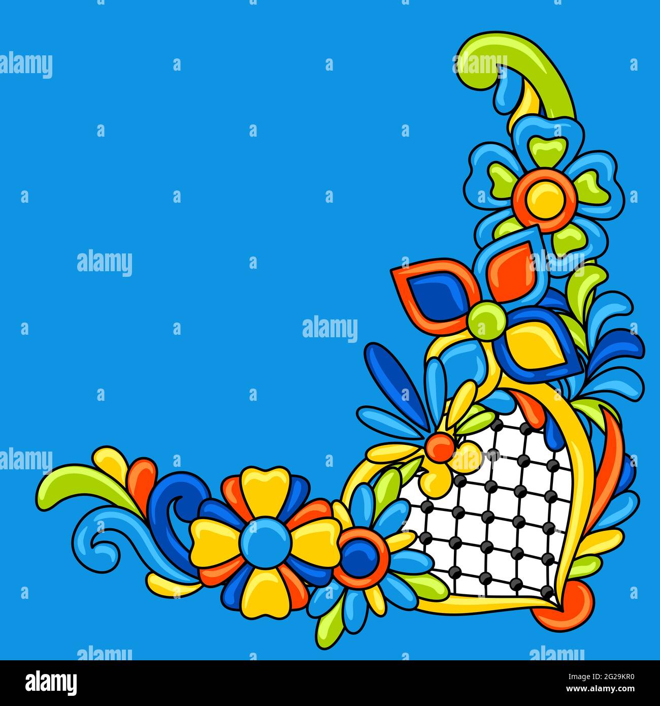 Élément décoratif avec motif talavera mexicain. Décoration avec fleurs ornementales. Arrière-plan avec motif de talavera mexicain. Décoration avec Illustration de Vecteur