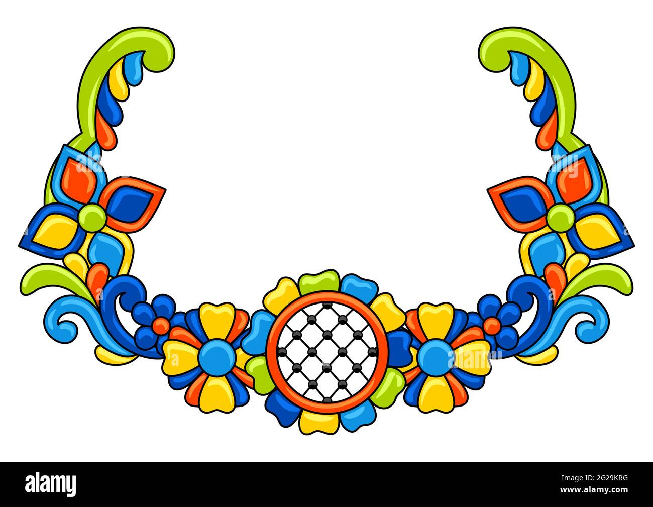 Élément décoratif avec motif talavera mexicain. Décoration avec fleurs ornementales. Arrière-plan avec motif de talavera mexicain. Décoration avec Illustration de Vecteur