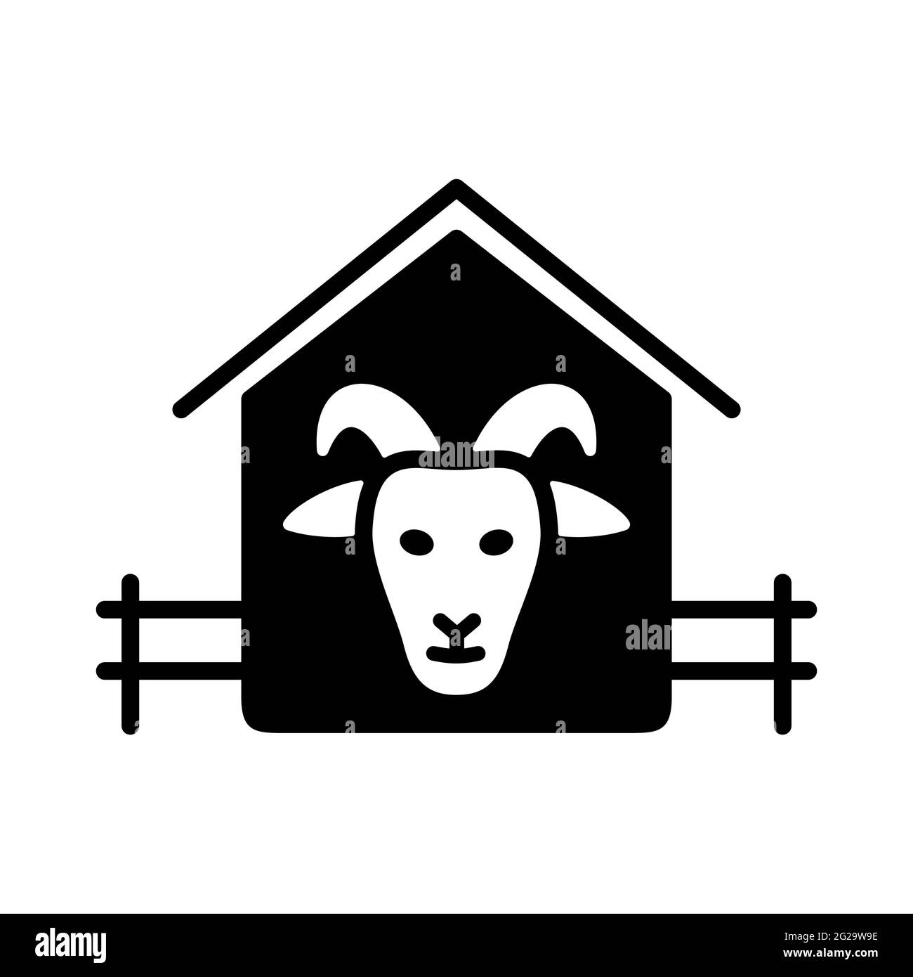 Icône de glyphe de la maison de chèvre. Signe animal de ferme. Symbole graphique pour la conception de votre site Web, votre logo, votre application, votre interface utilisateur. Illustration vectorielle Illustration de Vecteur