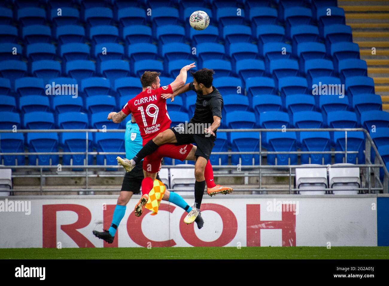 Cardiff, pays de Galles le 19 août 2020. Ligue des champions de l'UEFA Premier match de qualification entre les nomades du quai de Connah et le FK Sarajevo Banque D'Images