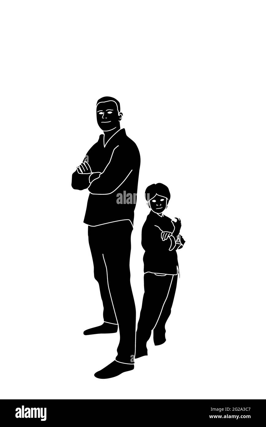 Illustration du père et du fils debout - le concept de l'époque du père Banque D'Images