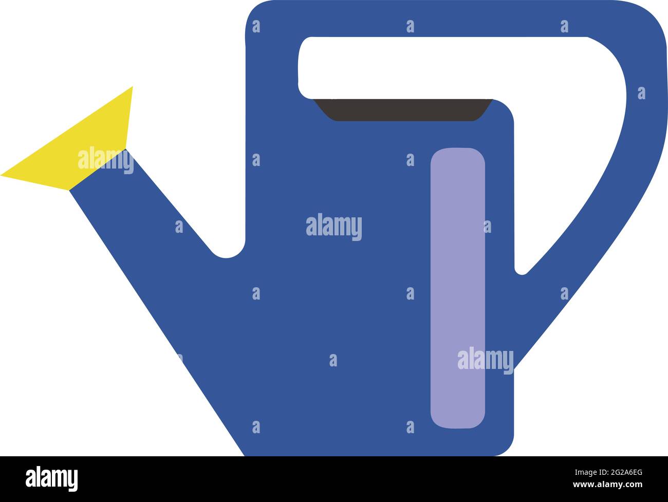 Arrosoir rectangulaire bleu avec pulvérisateur jaune isolé sur fond blanc Illustration de Vecteur