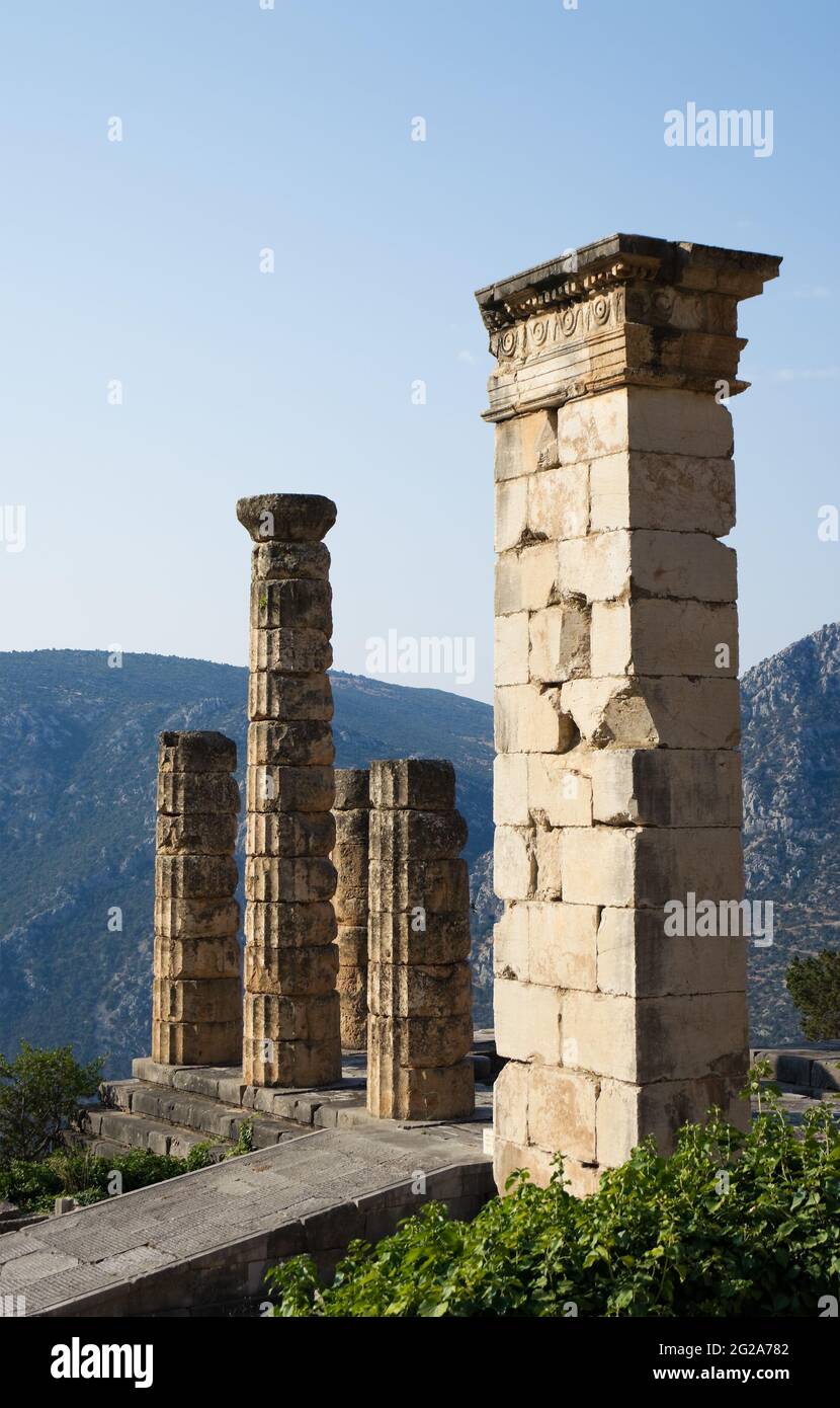 Temple d'Apollon du Sanctuaire d'Apollon dans oracle Delphes, Grèce Banque D'Images