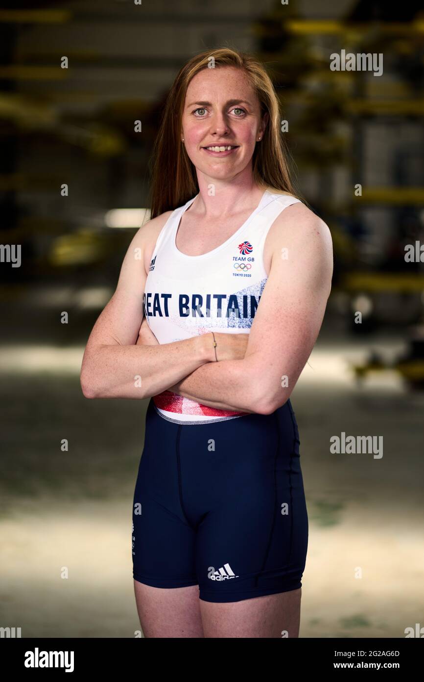 Rebecca Edwards, Grande-Bretagne, lors de l'annonce de l'équipe d'aviron du Team GB Tokyo 2020 au Redgrave Pinsent Rowing Lake, Reading. Date de la photo: Mercredi 9 juin 2021. Banque D'Images