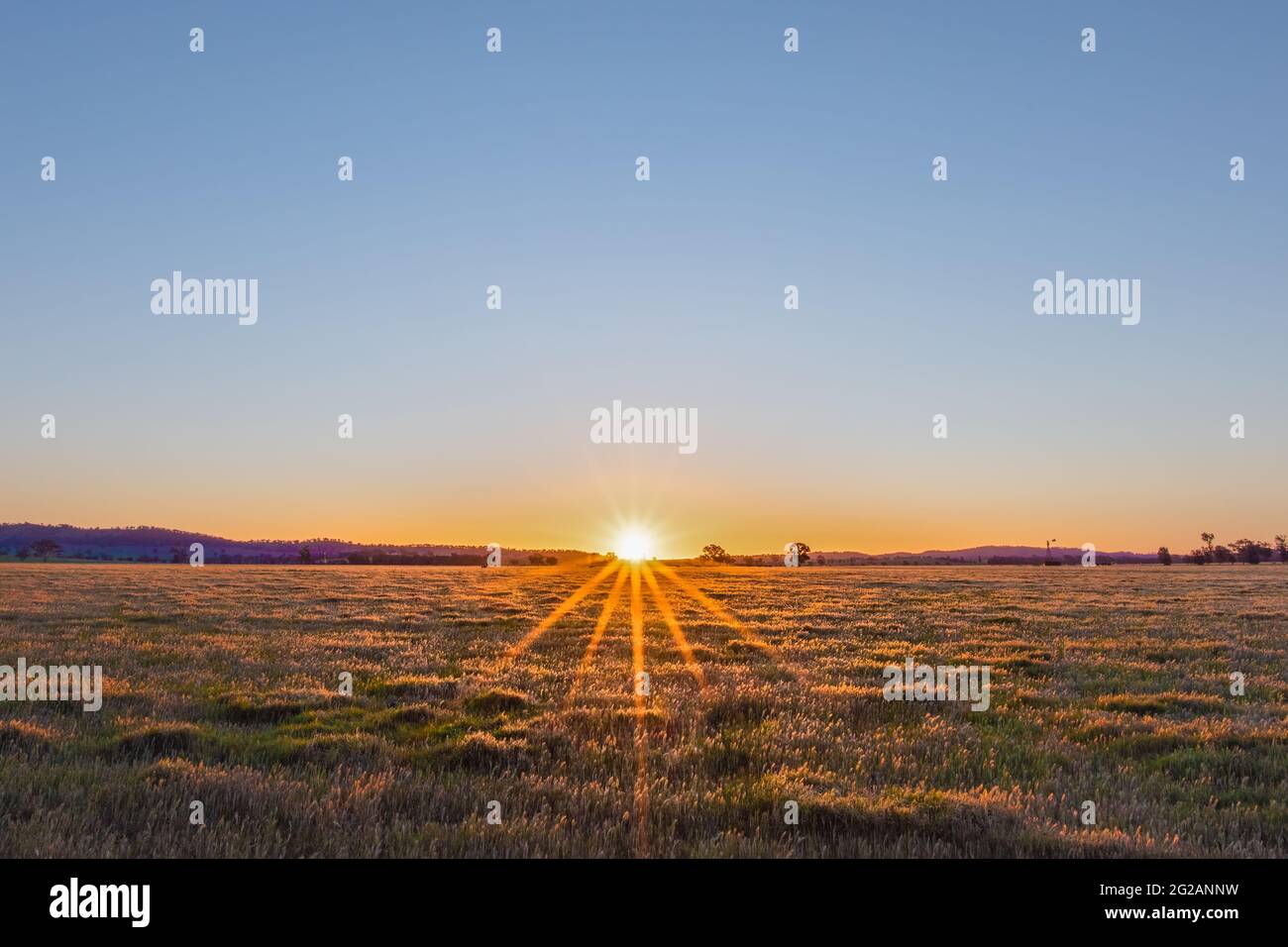 Coucher de soleil australien rural Banque D'Images