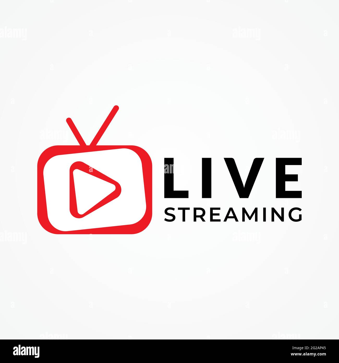 Illustration vectorielle d'un téléviseur rouge avec bouton de lecture. Chaîne TV en ligne, concept de logo Live Streaming sur fond blanc. Illustration de Vecteur