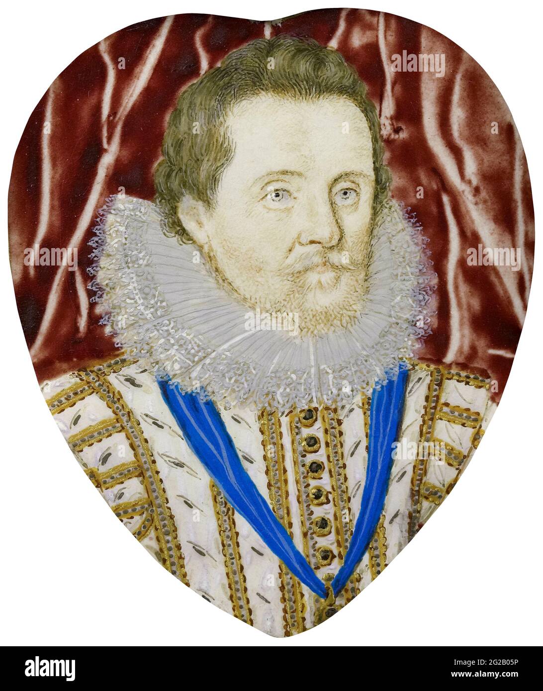 Roi James I d'Angleterre (James VI d'Écosse), James Charles Stuart, (1566-1625), portrait miniature de Lawrence Hilliard, 1600-1625 Banque D'Images