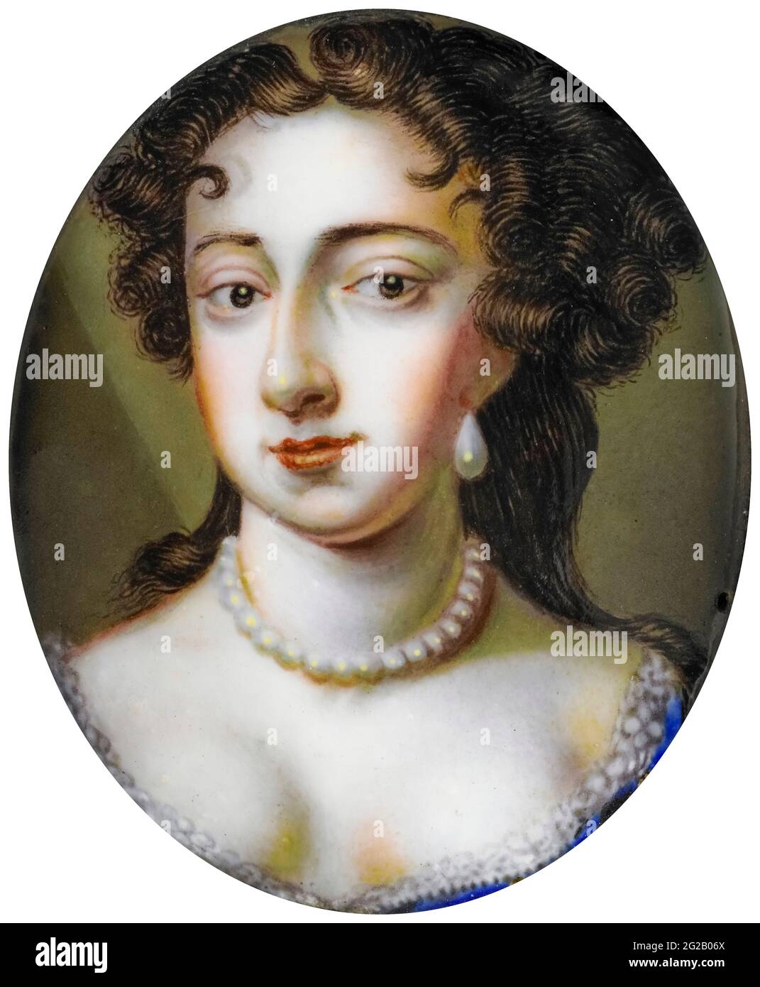 Mary Stuart (1662-1694) (Marie II d'Angleterre), reine d'Angleterre, Écosse et Irlande, portrait miniature par cercle de Charles Boit d'après Willem Wissing, 1689-1727 Banque D'Images