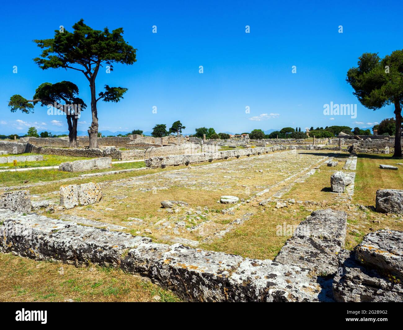 Ruines de l'Asklepieiion (hôpital de ville) - zone archéologique de ​​Paestum - Salerne, Italie Banque D'Images