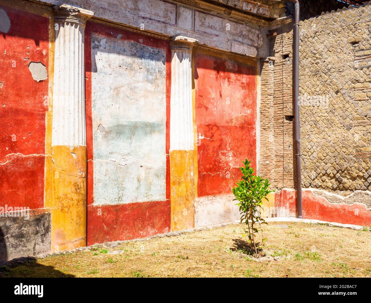 Viridarium (petit jardin clos) - Oplontis connu sous le nom de Villa Poppea à Torre Annunziata - Naples, Italie Banque D'Images