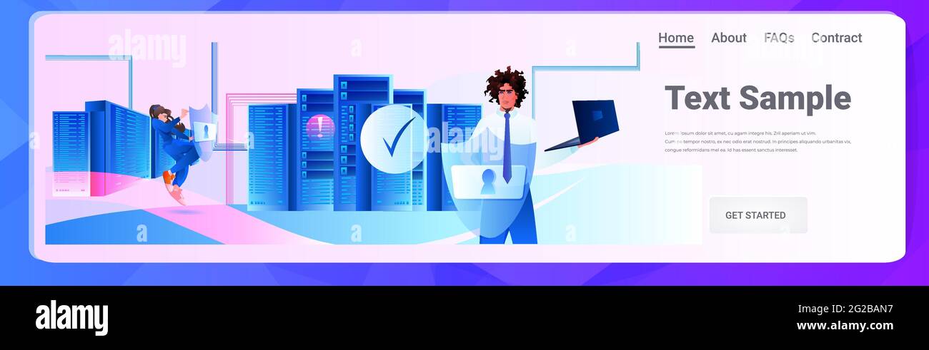 homme afro-américain utilisant la protection de serveur de base de données d'ordinateur portable grand concept de sécurité de la confidentialité des données Illustration de Vecteur