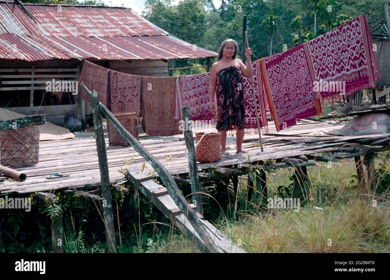 Bornéo Malaisie longue Maison IBAN personnes Bornéo Banque D'Images