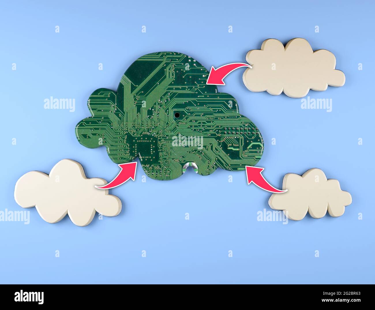 concept de cloud computing numérique, illustration 3d Banque D'Images