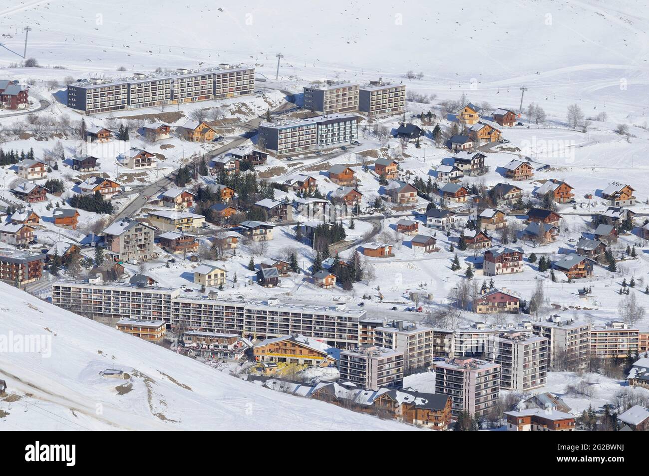 FRANCE. SAVOIE (73) PAYS DE LA MAURIENNE (DOMAINE SKIABLE DES SYBELLES). LA TOUSSUIRE Banque D'Images
