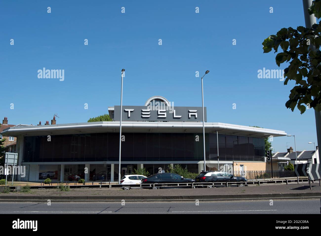 extérieur d'un concessionnaire de voitures tesla à chiswick, londres, angleterre Banque D'Images