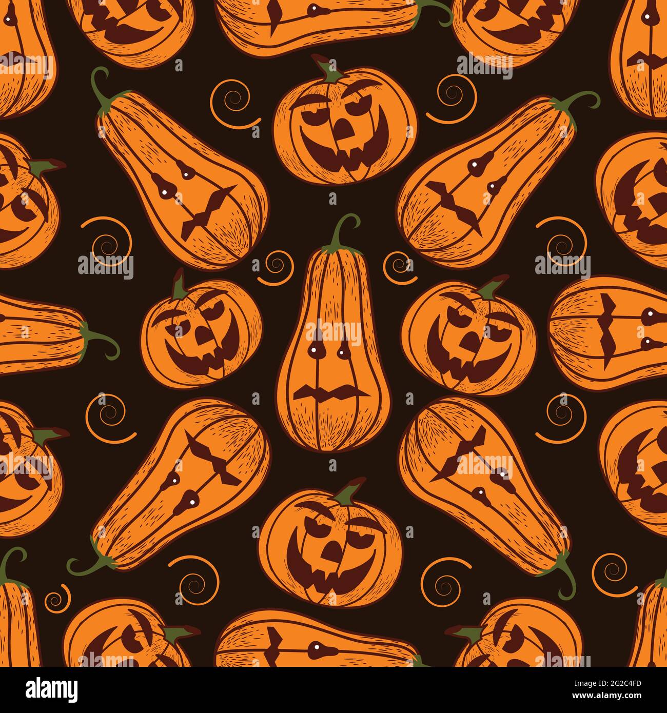 Motif sans couture sur fond sombre pour les fêtes - Halloween. Citrouilles, un fantôme, une chauve-souris. Illustration vectorielle Illustration de Vecteur