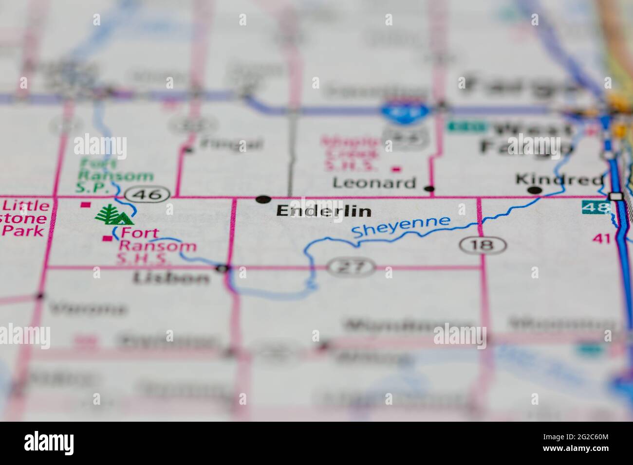 Carte du dakota du nord d'enderlin Banque de photographies et d’images