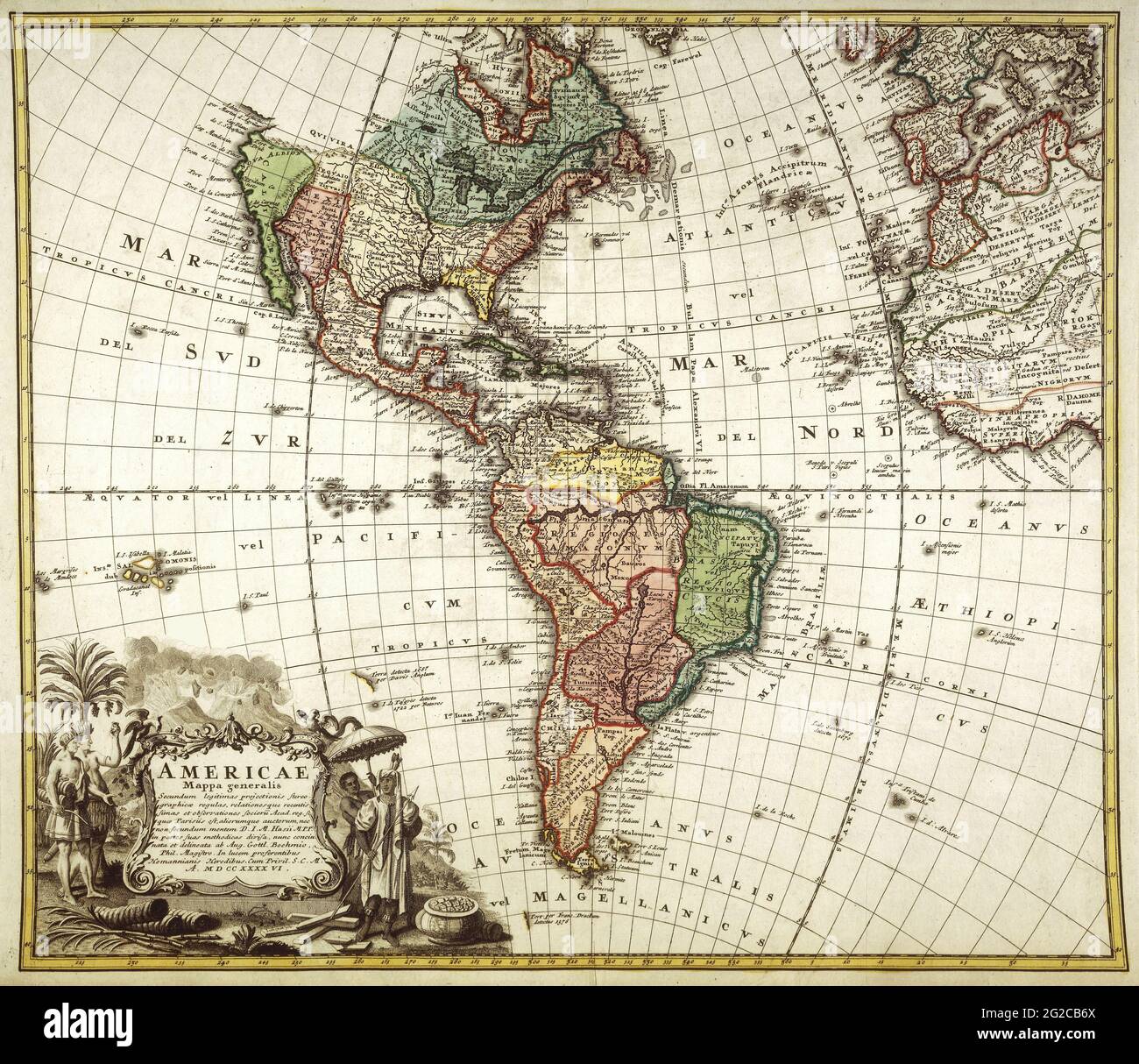 La carte des Amériques, la carte des Amériques, la carte des Amériques, la carte rétro des Amériques, la carte des Amériques, la carte des Amériques, la carte des Amériques, la carte de 1730 Banque D'Images