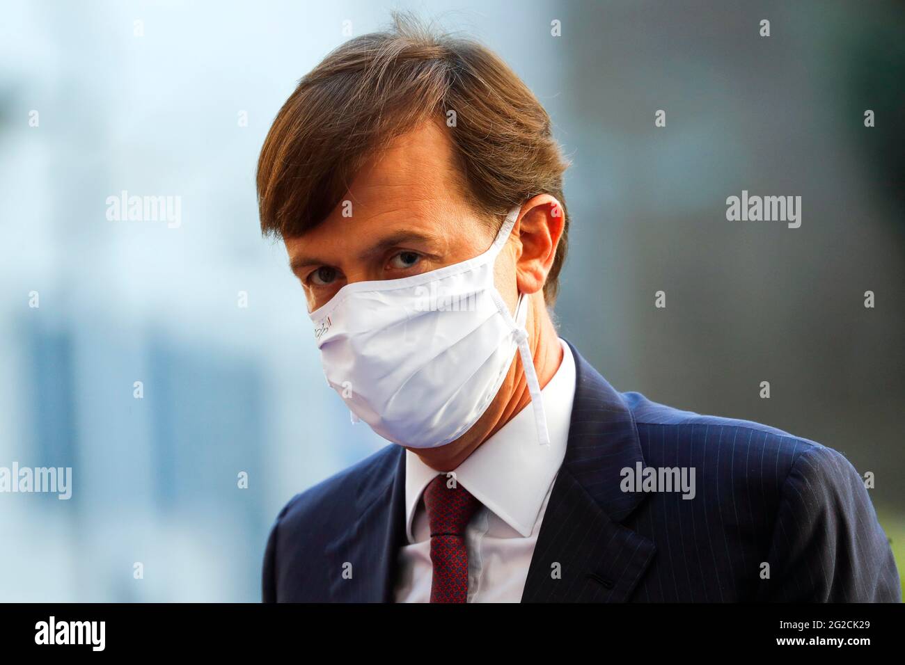 Italie, Rome, 8 octobre 2020 : Fabrizio Palermo, PDG et directeur général de Cassa Depositi e Prestiti, participe au Sommet numérique de Capri 2020. Banque D'Images