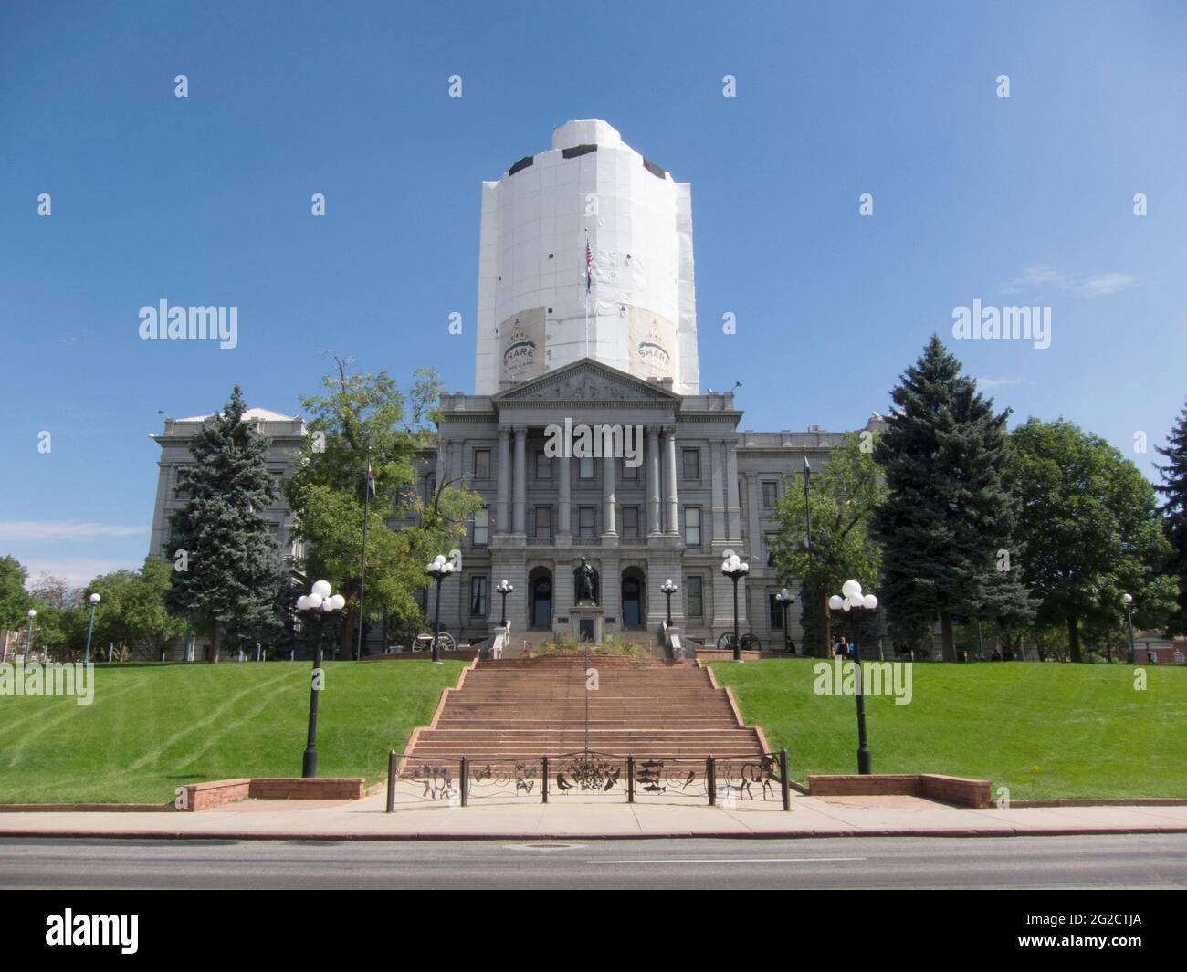 Le bâtiment de la capitale de l'État du Colorado lors d'une rénovation du dôme en 2013. À Denver, Colorado. Banque D'Images