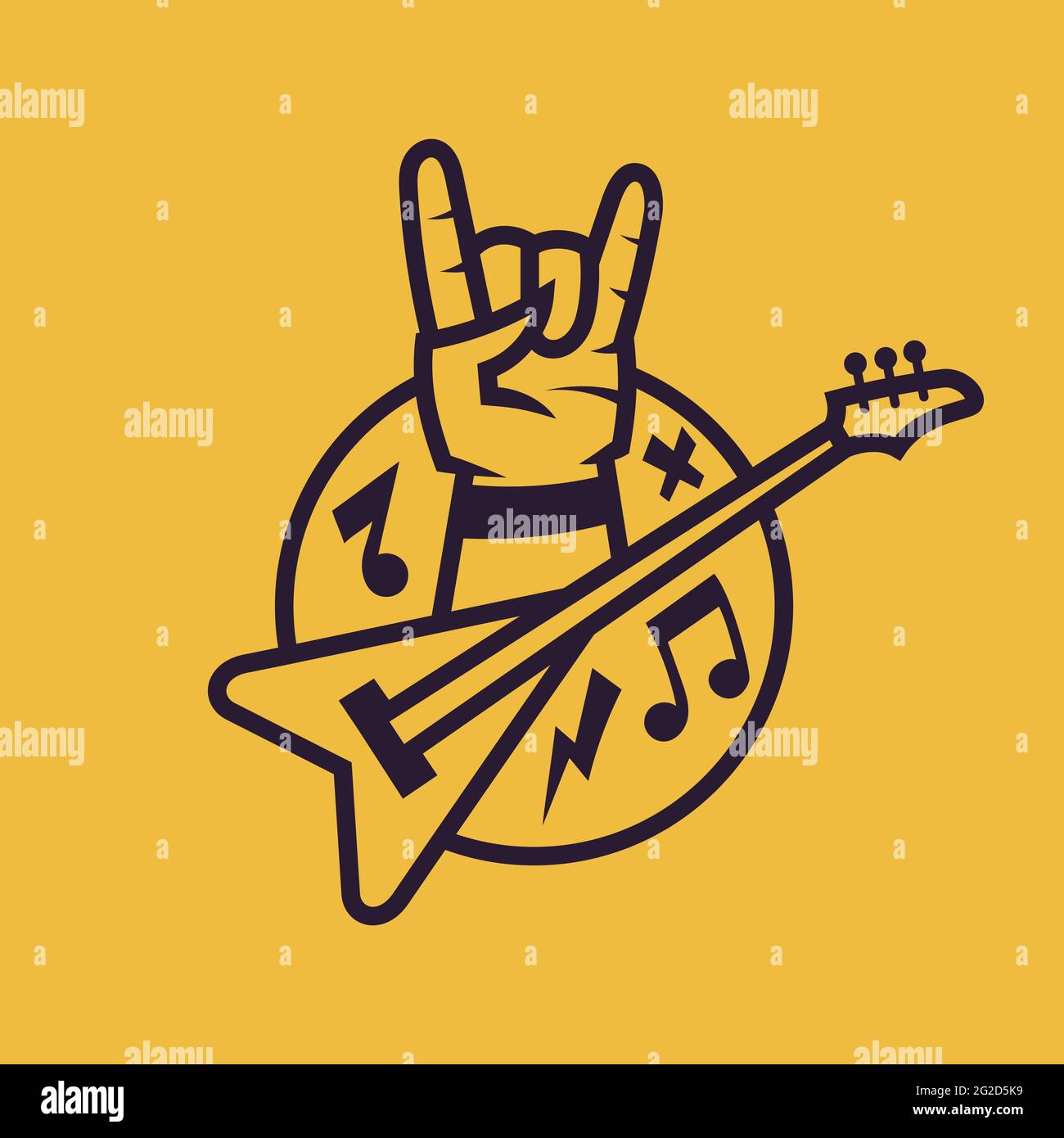 Symbole du rock'n'roll. Concept art de la musique rock dans un style  monochrome Image Vectorielle Stock - Alamy