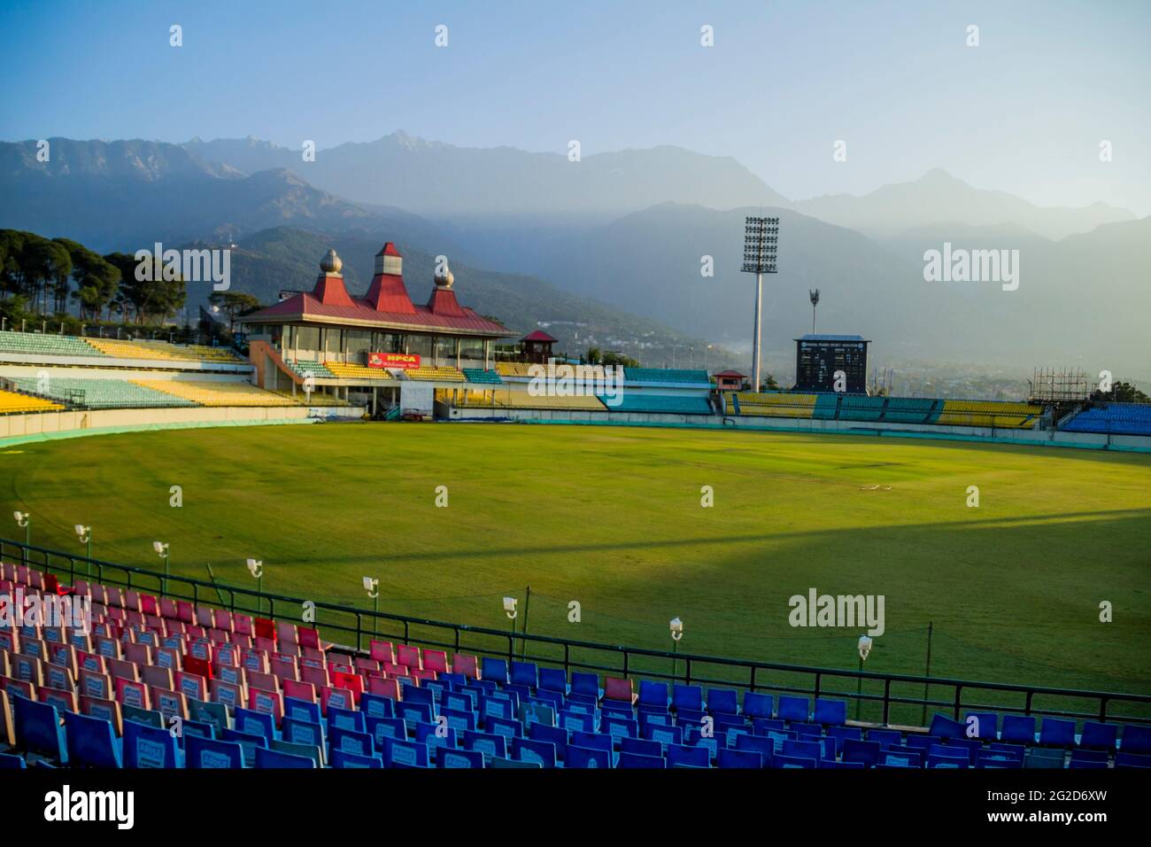 Stade de cricket HPCA, Dharamshala Inde Banque D'Images