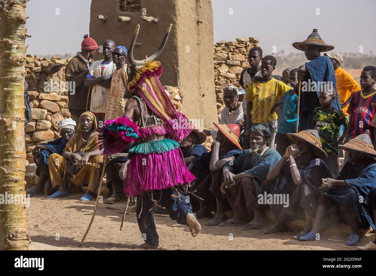 La mascarade funéraire danse des Dogon, Mali Banque D'Images