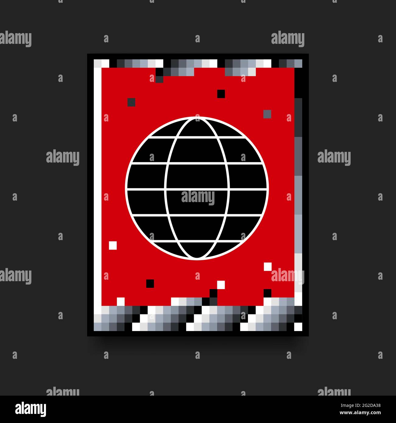 Affiche rouge de style suisse avec des carrés de dégradé monochrome et planète noire. Illustration vectorielle Illustration de Vecteur