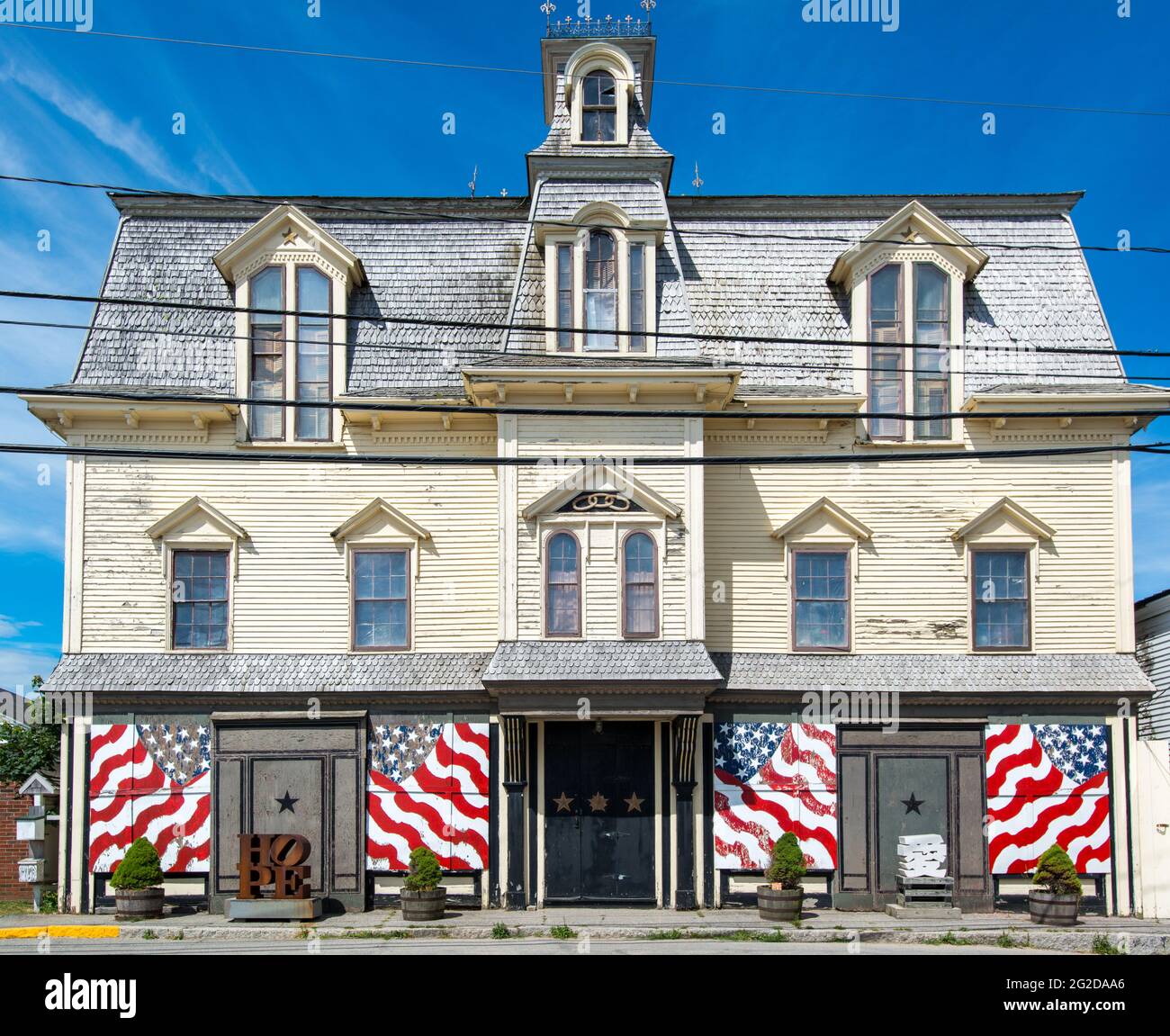 Star of Hope, Odd Fellows Lodge et domicile de l'artiste Robert Indiana, Vinalhaven, Maine Banque D'Images