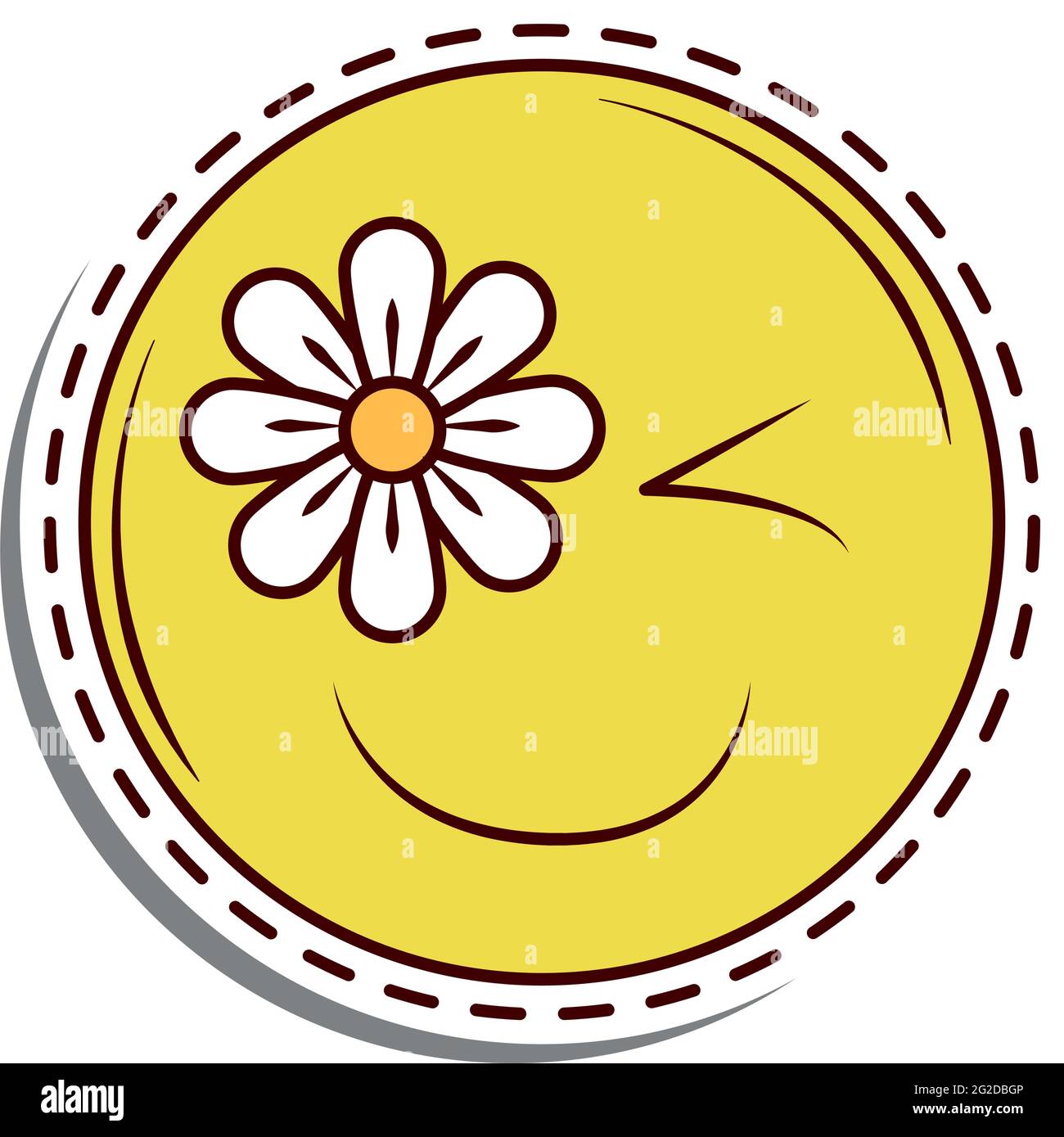 joli timbre smiley avec fleur Illustration de Vecteur
