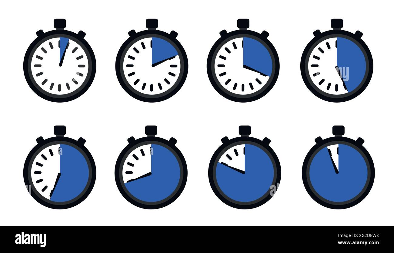 Minuteries réglées sur fond blanc. Icône Web TIMER. Ensemble d'éléments de conception vectorielle moderne. Compte à rebours Illustration de Vecteur