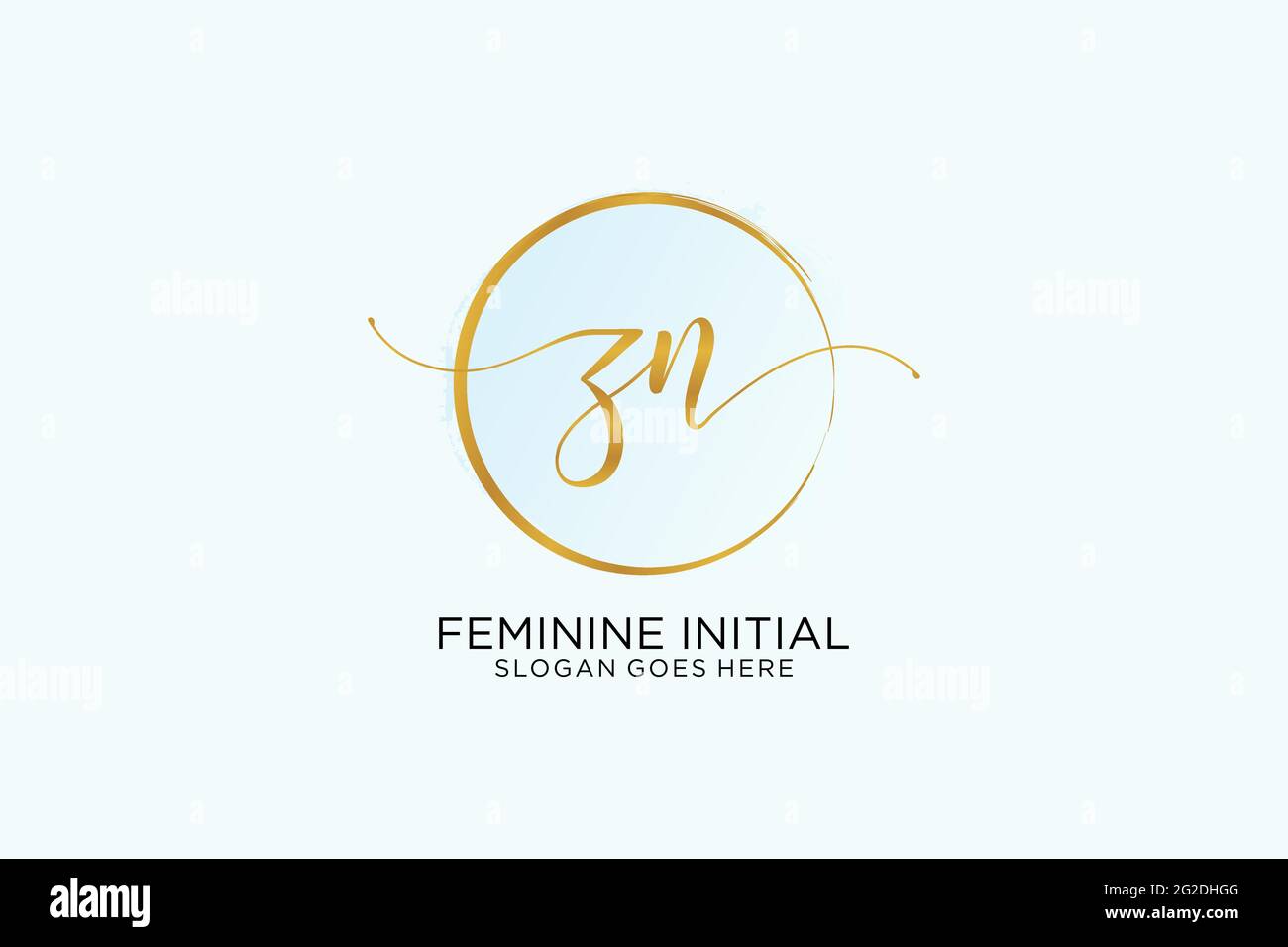 LOGO ÉCRITURE ZN avec signature vectorielle de modèle de cercle, mariage, mode, floral et botanique avec modèle créatif. Illustration de Vecteur