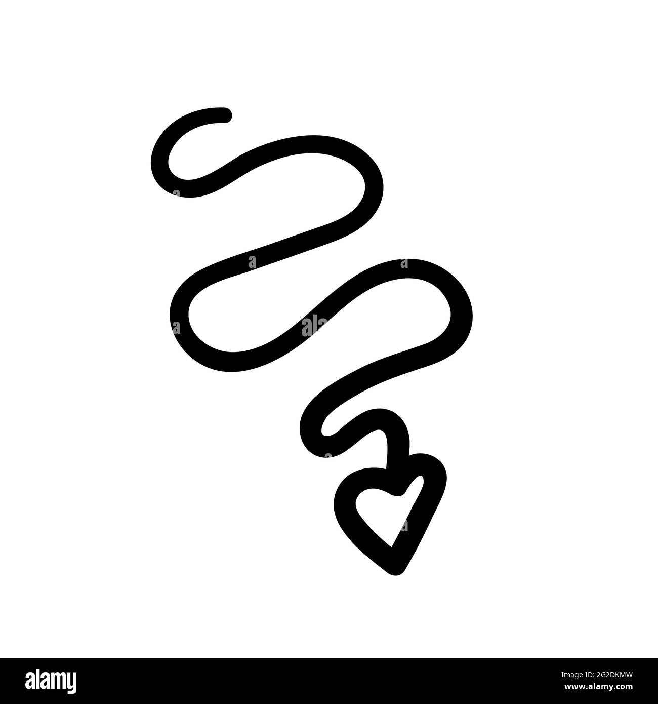 flèche courbe en spirale avec un motif de caniche à bout de coeur dessiné à la main. illustration vectorielle Illustration de Vecteur