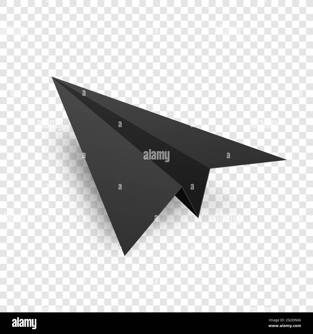 Plan de papier noir à la main réaliste isolé sur fond transparent. Avion Origami de style plat. Illustration vectorielle. Illustration de Vecteur