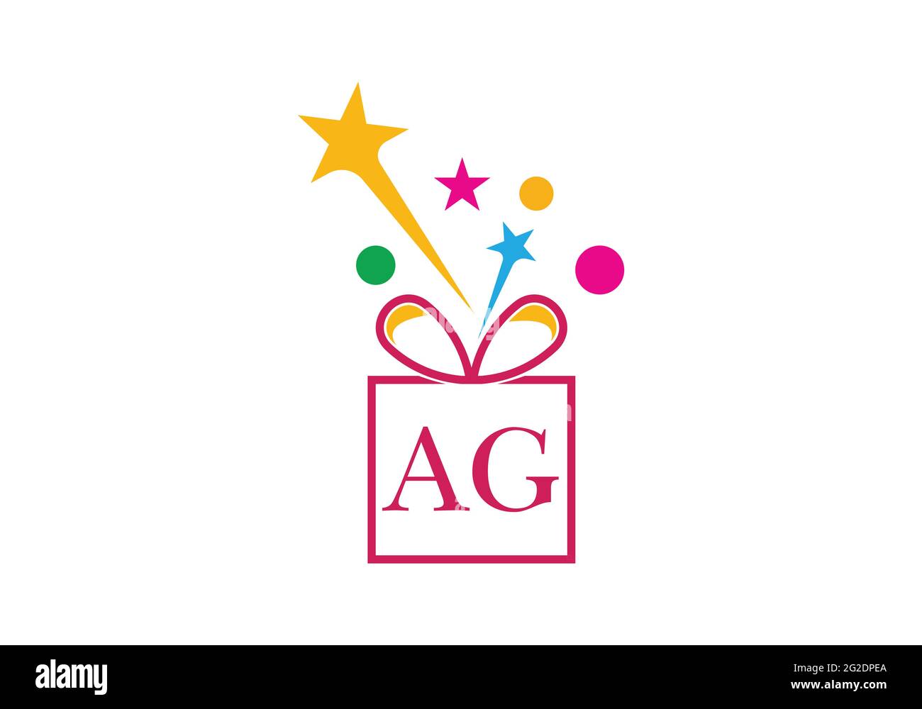 Boîte-cadeau, lettre de boutique de cadeaux Alphabet AG pour le logo de l'entreprise Illustration de Vecteur
