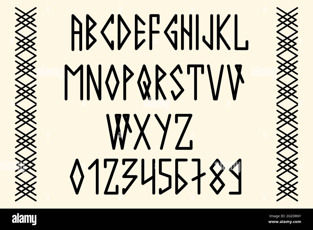 Texte scandinave, en majuscules dans le style des runes nordiques. Design moderne. Une police de rune magique dans le style ethnique des peuples du Nord Illustration de Vecteur