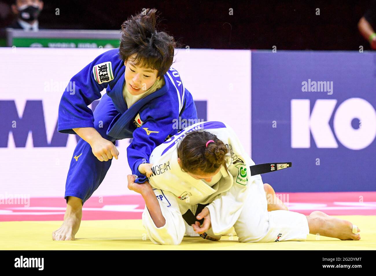 BUDAPEST, HONGRIE - JUIN 10 : Yoko Ono du Japon, Barbara Matic de Croatie pendant les Championnats du monde de judo Hongrie 2021 au Papp Laszlo Budapest Sports Arena le 10 juin 2021 à Budapest, Hongrie (photo de Yannick Verhoeven/Orange Pictures) Banque D'Images