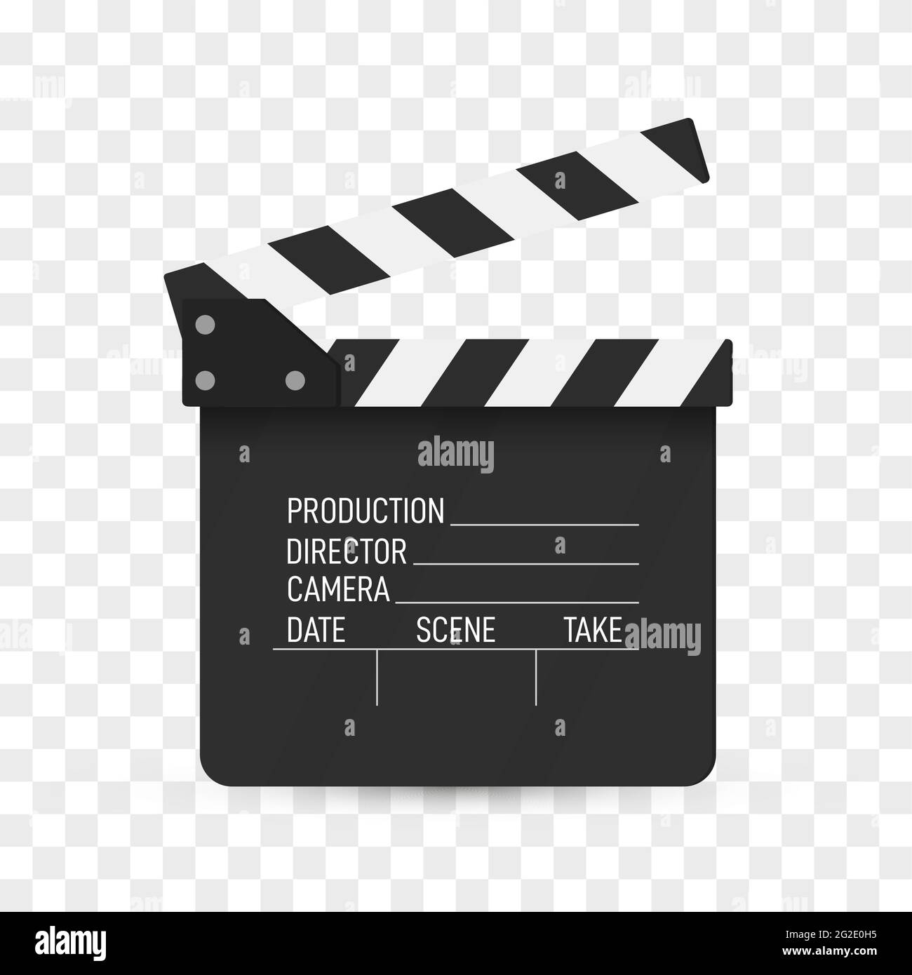 clapper de film isolé sur blanc. Panneau de clapperboard noir ouvert. Illustration vectorielle. Icône vidéo. Industrie de la fabrication de films Illustration de Vecteur