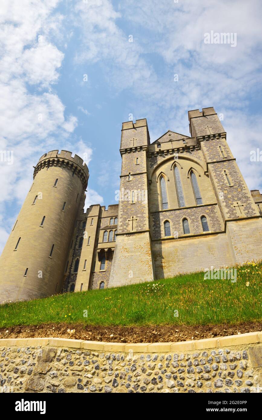 Château d'Arundel, Arundel, West Sussex, pendant le Festival annuel des tulipes Banque D'Images