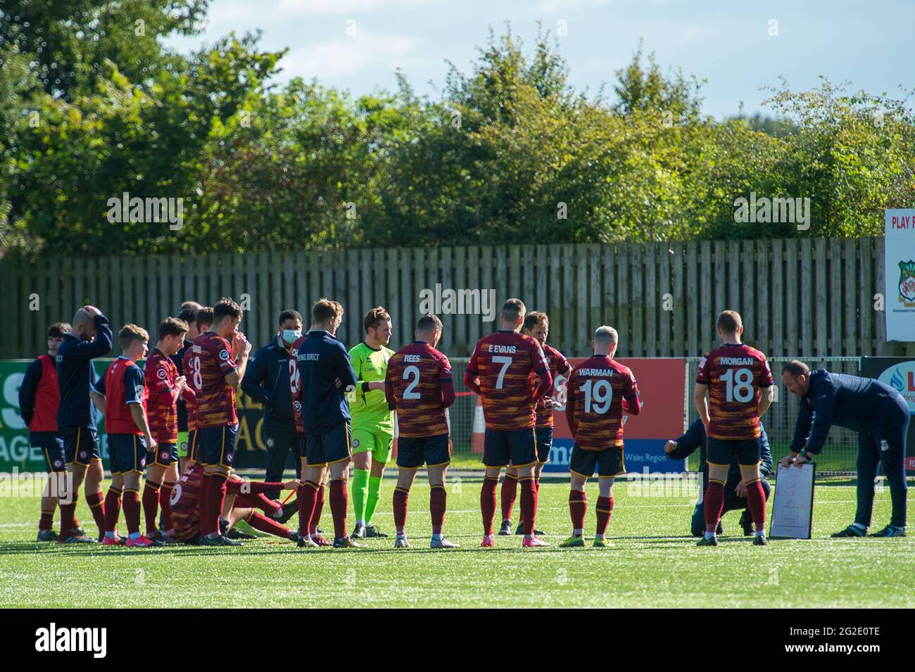 Rhosymedre, pays de Galles, 26 septembre 2020. JD Cymru Premier match entre Cefn Druids et Cardiff Metropolitan University. Banque D'Images