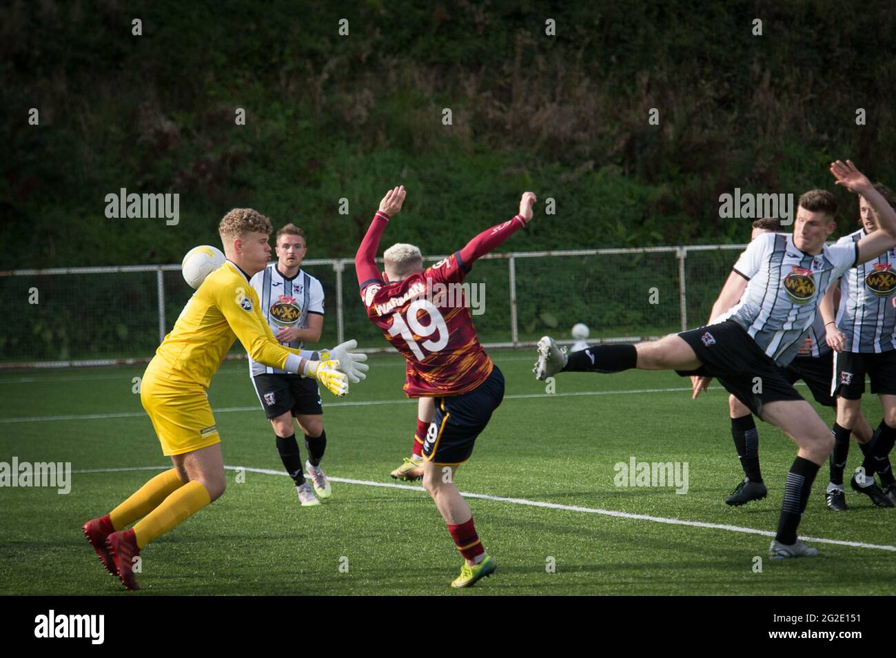 Rhosymedre, pays de Galles, 26 septembre 2020. JD Cymru Premier match entre Cefn Druids et Cardiff Metropolitan University. Banque D'Images