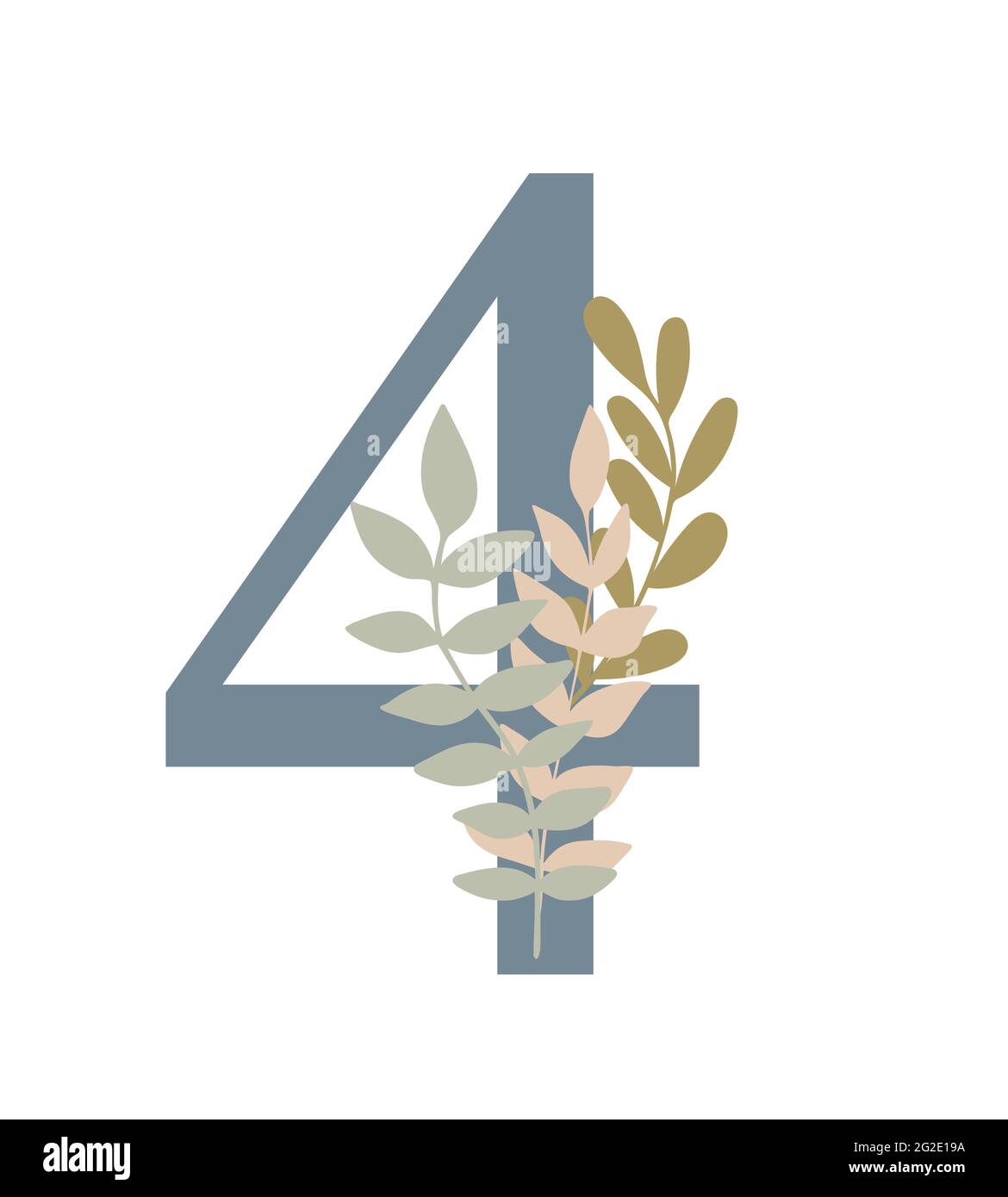 Nombre décoré de fleurs, illustration vectorielle monogramme floral de style boho simple, collection de lettrage décoratif couleur pastel plat Illustration de Vecteur